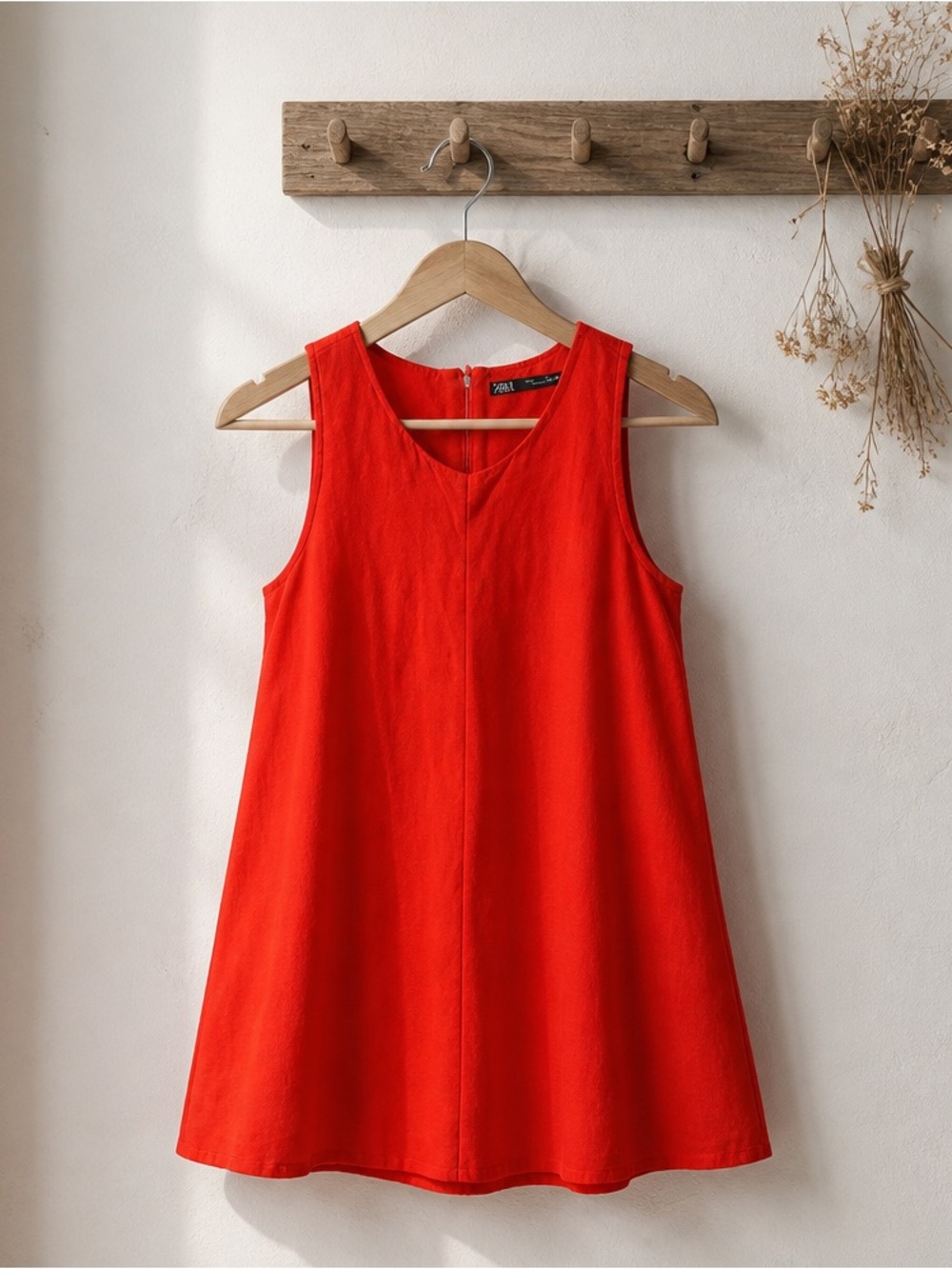Zara Bright Red Sleeveless Mini Dress
